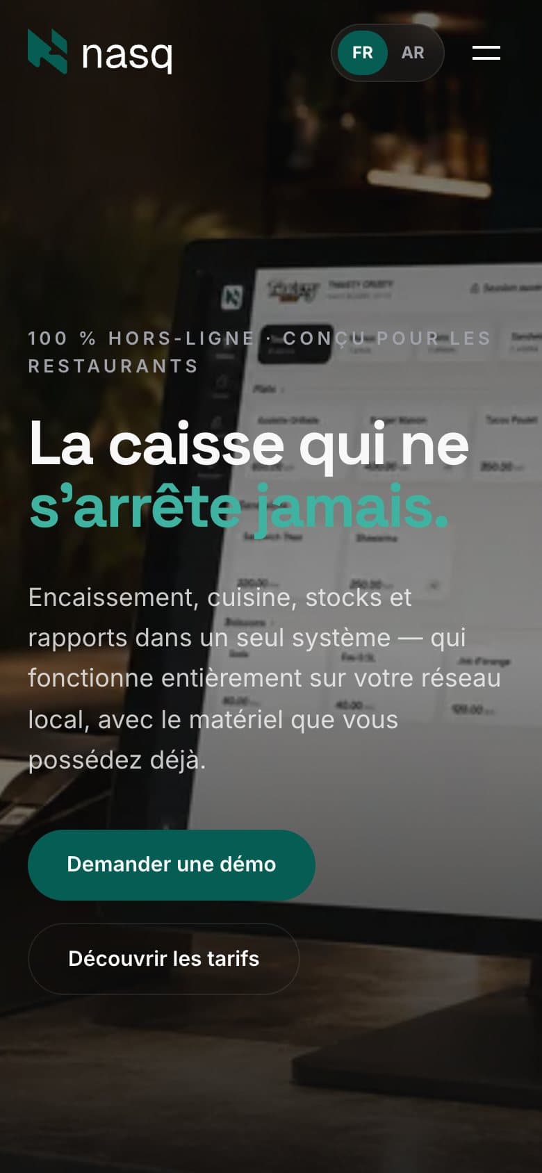 The POS home page at phone width
