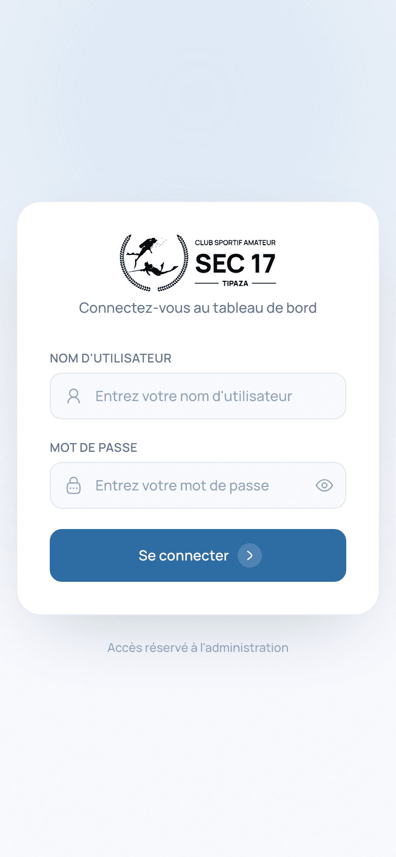 The staff sign-in at phone width