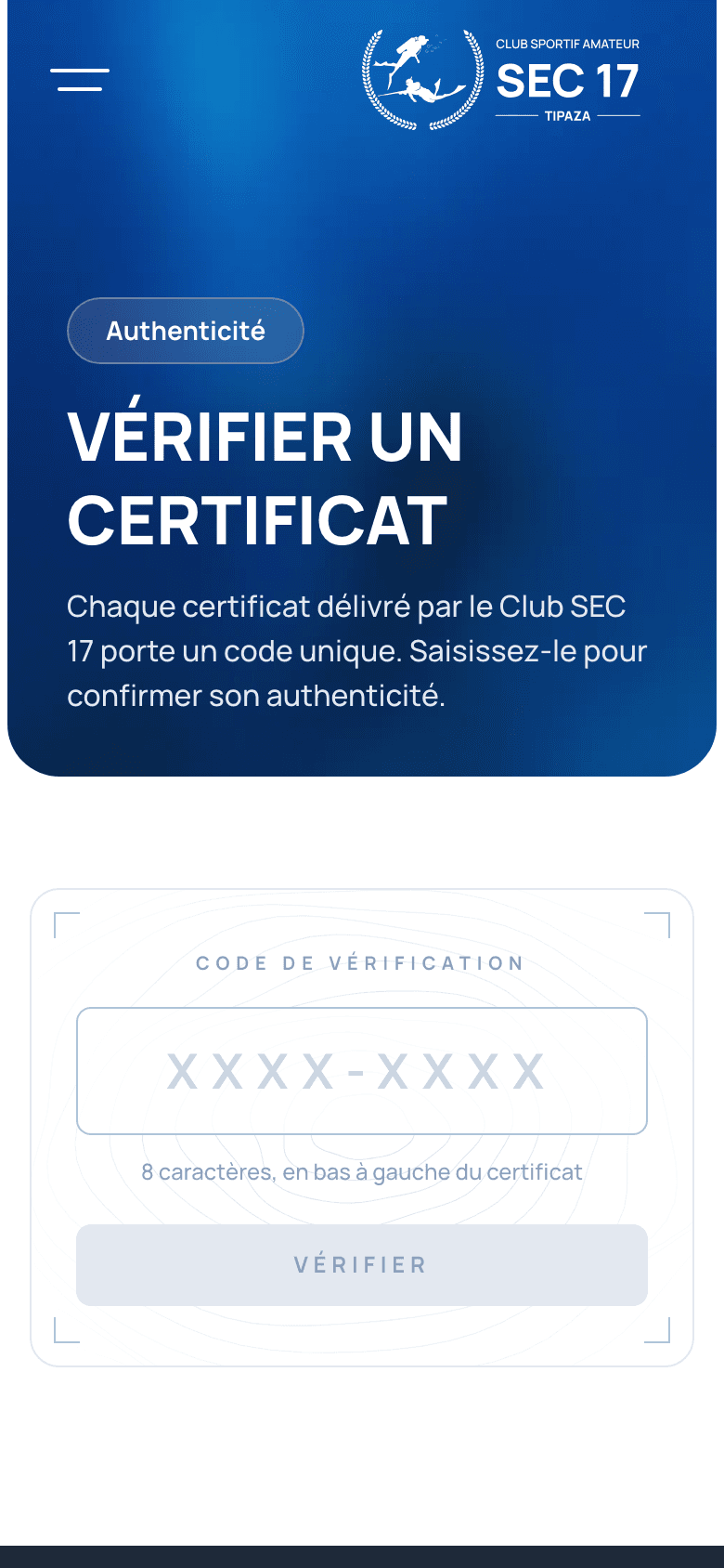 Certificate verification at phone width